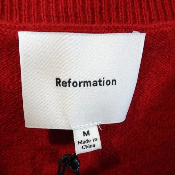 NWT REFORMATION Cashmere Sweater Vest Red M V-Neck Sleeveless Preppy Academia - Picture 2 of 6